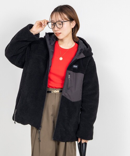 NOLLEY’S（ノーリーズ）の「◇【WEB限定】【TAION/タイオン】ボア×ダウンフーミドル丈ダウン(リバーシブル)（ダウンジャケット/コート・レディース・ネイビー/ブラック・S/M）」の6枚目の写真