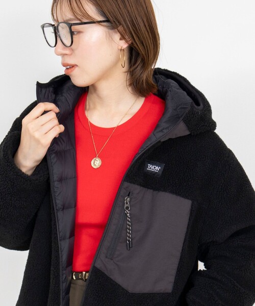NOLLEY’S（ノーリーズ）の「◇【WEB限定】【TAION/タイオン】ボア×ダウンフーミドル丈ダウン(リバーシブル)（ダウンジャケット/コート・レディース・ネイビー/ブラック・S/M）」の8枚目の写真