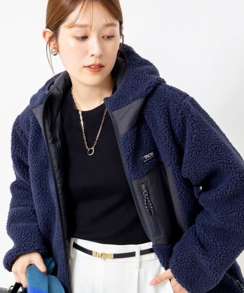 NOLLEY’S(ノーリーズ)の「【WEB&一部店舗限定色アイテム】【TAION/タイオン】ボア×ダウンフーミドル丈ダウン(リバーシブル)(ダウンジャケット/コート・レディース・ネイビー/ブラック/ライトグレー・S/M)」の9枚目の写真