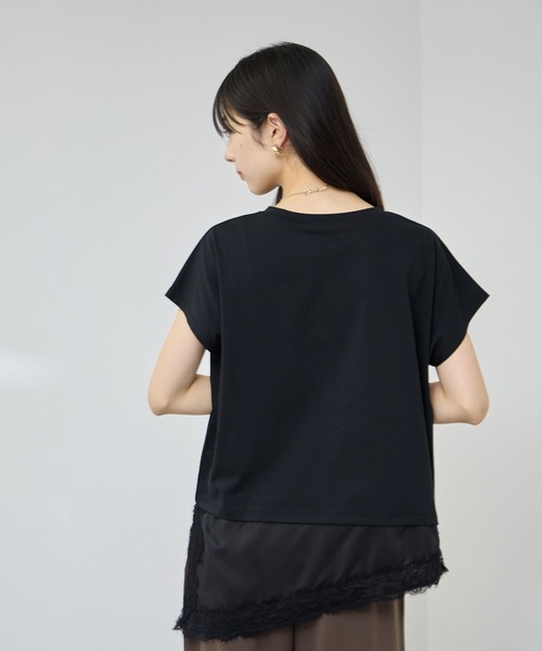 NAVY(ネイビー)の「【SARARI/サラリ】接触冷感 UVカット 裾アシンメトリー レース Tシャツ(Tシャツ/カットソー・レディース・ブラウン/オフホワイト/ブラック・M/L)」の11枚目の写真