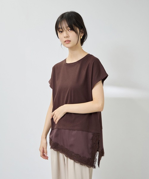 NAVY(ネイビー)の「【SARARI/サラリ】接触冷感 UVカット 裾アシンメトリー レース Tシャツ(Tシャツ/カットソー・レディース・ブラウン/オフホワイト/ブラック・M/L)」の18枚目の写真