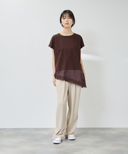NAVY(ネイビー)の「【SARARI/サラリ】接触冷感 UVカット 裾アシンメトリー レース Tシャツ(Tシャツ/カットソー・レディース・ブラウン/オフホワイト/ブラック・M/L)」の19枚目の写真