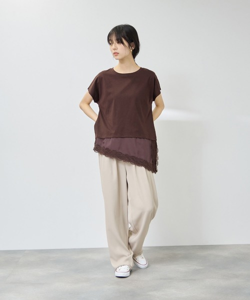 NAVY(ネイビー)の「【SARARI/サラリ】接触冷感 UVカット 裾アシンメトリー レース Tシャツ(Tシャツ/カットソー・レディース・ブラウン/オフホワイト/ブラック・M/L)」の20枚目の写真