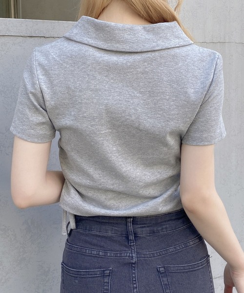 INGNI（イング）の「襟付きダブルジップラメリブトップス（Tシャツ/カットソー・レディース・ブラック/グレー/オフホワイト・M）」の19枚目の写真