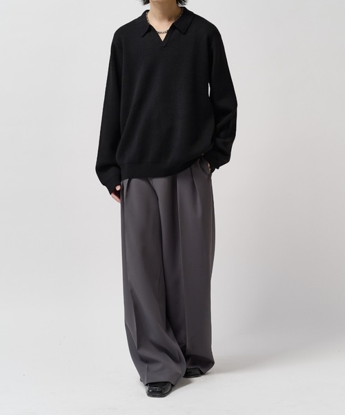 Lui's(ルイス)の「【Neucon】2-TUCK WIDE STRAIGHT SLACKS / 2タックワイドストレートスラックスパンツ(スラックス・メンズ・ブラウン/ブラック/チャコールグレー・2/1)」の21枚目の写真