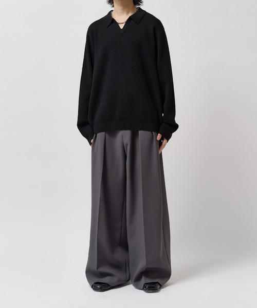 Lui's(ルイス)の「【Neucon】2-TUCK WIDE STRAIGHT SLACKS / 2タックワイドストレートスラックスパンツ(スラックス・メンズ・ブラウン/ブラック/チャコールグレー・2/1)」の20枚目の写真