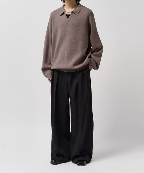 Lui's(ルイス)の「【Neucon】2-TUCK WIDE STRAIGHT SLACKS / 2タックワイドストレートスラックスパンツ(スラックス・メンズ・ブラウン/ブラック/チャコールグレー・2/1)」の11枚目の写真