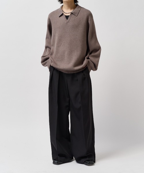 Lui's(ルイス)の「【Neucon】2-TUCK WIDE STRAIGHT SLACKS / 2タックワイドストレートスラックスパンツ(スラックス・メンズ・ブラウン/ブラック/チャコールグレー・2/1)」の10枚目の写真
