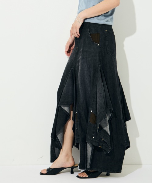 BELPER（ベルパー）の「[BELPER/ベルパー]DOUBLE DENIM SKIRT（デニムスカート・レディース・ブラック/インディゴブルー・1/2）」の5枚目の写真