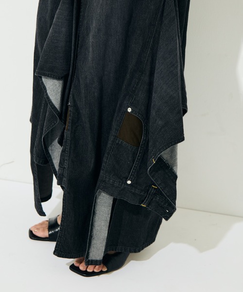 BELPER（ベルパー）の「[BELPER/ベルパー]DOUBLE DENIM SKIRT（デニムスカート・レディース・ブラック/インディゴブルー・1/2）」の7枚目の写真