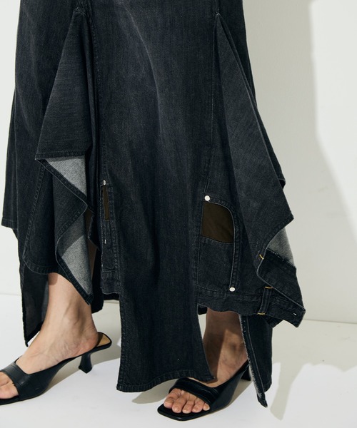 BELPER（ベルパー）の「[BELPER/ベルパー]DOUBLE DENIM SKIRT（デニムスカート・レディース・ブラック/インディゴブルー・1/2）」の8枚目の写真