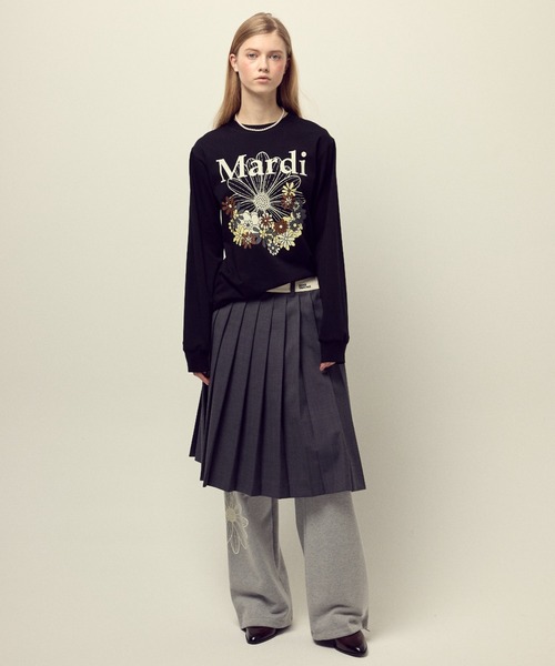 Mardi Mercredi(マルディメクルディ)の「TSHIRT LONG SLEEVE FLOWERMARDI JARDIN / Tシャツ ロング スリーブ フラワーマルディ ジャルダン(Tシャツ/カットソー・レディース・グレー/ブラック/チャコールグレー/クリーム/ネイビー・FREE)」の11枚目の写真