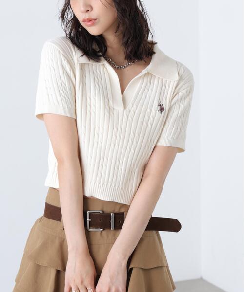 U.S. POLO ASSN.(ユーエスポロアッスン)の「◆【別注】ユーエスポロアッスン/ケーブル柄キーネックニット(ニット/セーター・レディース・ベージュ/ピンク/ホワイト・FREE)」の22枚目の写真