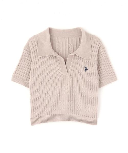 U.S. POLO ASSN.(ユーエスポロアッスン)の「◆【別注】ユーエスポロアッスン/ケーブル柄キーネックニット(ニット/セーター・レディース・ベージュ/ピンク/ホワイト・FREE)」の13枚目の写真
