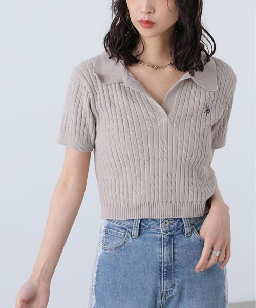 U.S. POLO ASSN.(ユーエスポロアッスン)の「◆【別注】ユーエスポロアッスン/ケーブル柄キーネックニット(ニット/セーター・レディース・ベージュ/ピンク/ホワイト・FREE)」の14枚目の写真