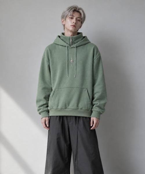 Burner(バーナー)の「【Cr+ov(クローヴ)】コットン パーカー cro-hoodie-7-39【RBT】(パーカー・メンズ・グリーン/ブラック・FREE)」の9枚目の写真