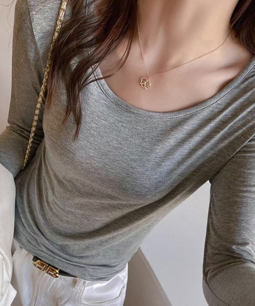 ONEP STAR(ワンピスター)の「バックドレープシアー切替長袖カットソー(Tシャツ/カットソー・レディース・グレー/ホワイト/ブラック・MEDIUM/LARGE/X-LARGE)」の16枚目の写真