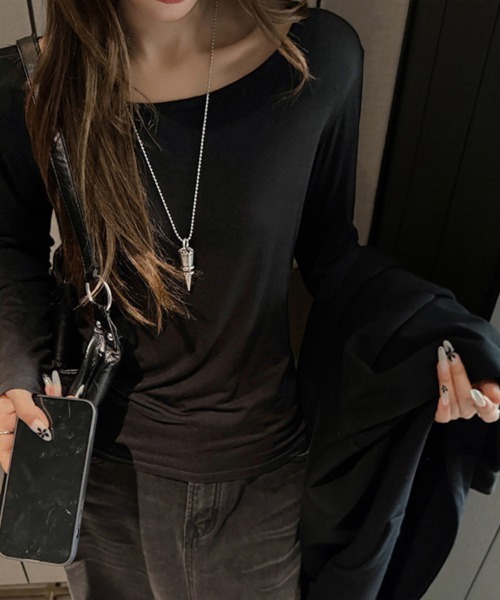 ONEP STAR(ワンピスター)の「バックドレープシアー切替長袖カットソー(Tシャツ/カットソー・レディース・グレー/ホワイト/ブラック・MEDIUM/LARGE/X-LARGE)」の17枚目の写真
