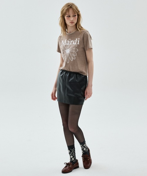 Mardi Mercredi(マルディメクルディ)の「SLIM TSHIRT FLOWERMARDI CRACKED PIGMENT WASHING / スリム Tシャツ フラワー マルディ クラックド ピグメント ウォッシング(Tシャツ/カットソー・レディース・パープル/ベージュ/レッド/オレンジ・FREE)」の8枚目の写真