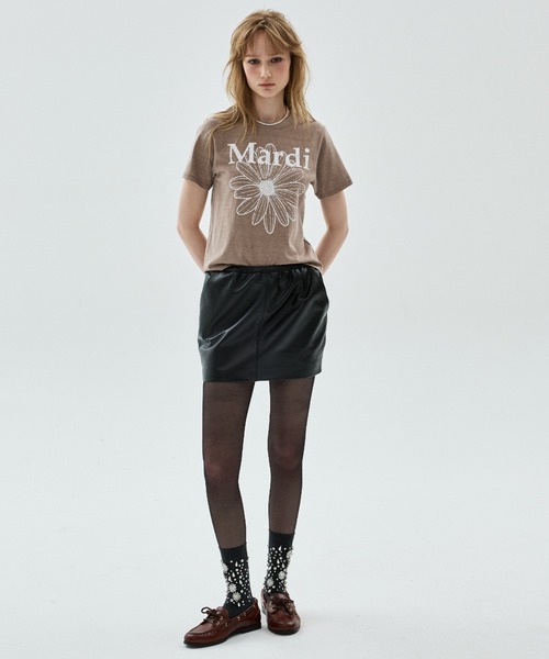 Mardi Mercredi(マルディメクルディ)の「SLIM TSHIRT FLOWERMARDI CRACKED PIGMENT WASHING / スリム Tシャツ フラワー マルディ クラックド ピグメント ウォッシング(Tシャツ/カットソー・レディース・パープル/ベージュ/レッド/オレンジ・FREE)」の7枚目の写真
