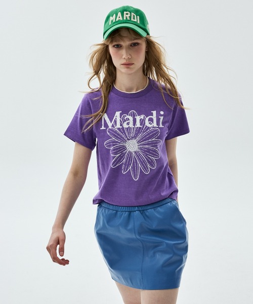 Mardi Mercredi(マルディメクルディ)の「SLIM TSHIRT FLOWERMARDI CRACKED PIGMENT WASHING / スリム Tシャツ フラワー マルディ クラックド ピグメント ウォッシング(Tシャツ/カットソー・レディース・パープル/ベージュ/レッド/オレンジ・FREE)」の16枚目の写真