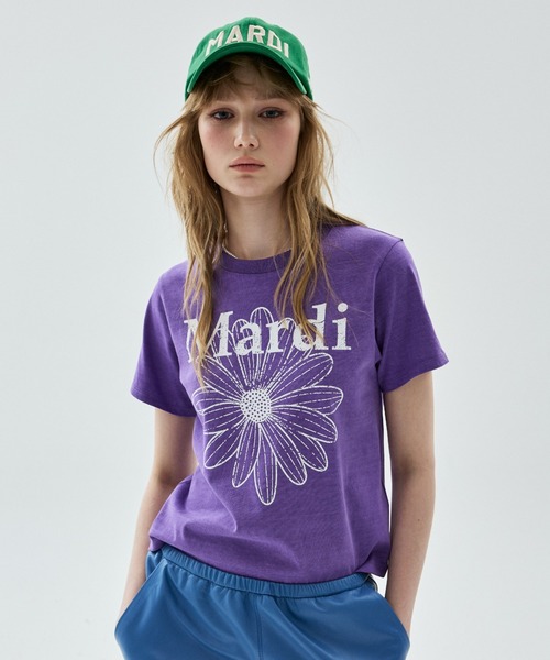 Mardi Mercredi(マルディメクルディ)の「SLIM TSHIRT FLOWERMARDI CRACKED PIGMENT WASHING / スリム Tシャツ フラワー マルディ クラックド ピグメント ウォッシング(Tシャツ/カットソー・レディース・パープル/ベージュ/レッド/オレンジ・FREE)」の14枚目の写真