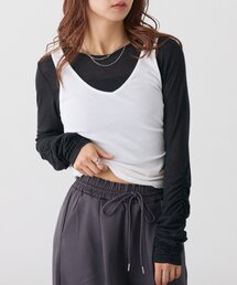 【WEB限定】袖シャーリングシアーロングTシャツ