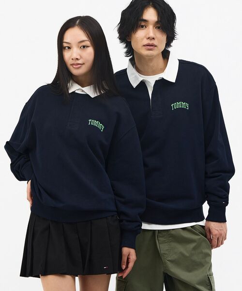 tommy jeans(トミー ジーンズ)の「リラックストミーラガーシャツ(スウェット・メンズ・ネイビー/ホワイト・LARGE/X-LARGE/SMALL/MEDIUM)」の1枚目の写真