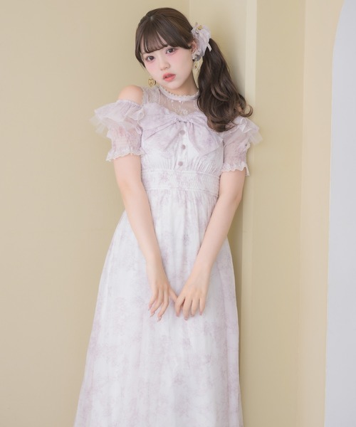 ROJITA(ロジータ)の「肩開きリボン花柄ロングワンピース(ワンピース・レディース・アイボリー/ピンク/ブルー・FREE)」の18枚目の写真