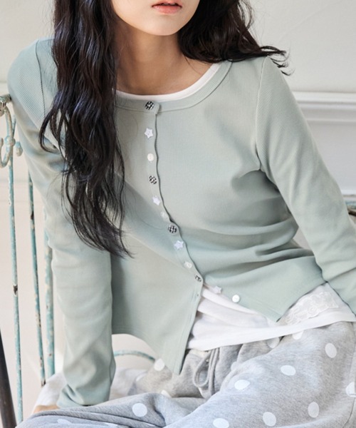 ASSORTED BUTTON RIB CARDIGAN / アソートボタンリブカーデ