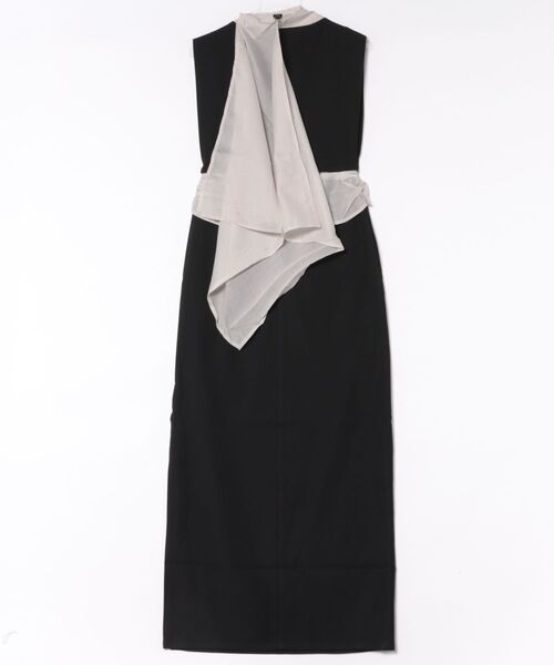 OJYON(オジョン)の「【OJYON】chiffon veil tie dress WHITE(ワンピース・レディース・ネイビー/ブラック/ホワイト・ONE SIZE)」の4枚目の写真