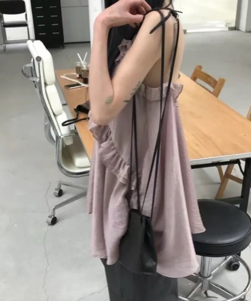 FLINEA(フリネア)の「フリルシフォンキャミワンピース(チュニック・レディース・チャコールグレー/ベージュ/ライトパープル・FREE)」の10枚目の写真