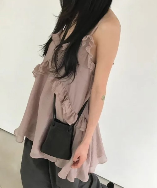 FLINEA(フリネア)の「フリルシフォンキャミワンピース(チュニック・レディース・チャコールグレー/ベージュ/ライトパープル・FREE)」の12枚目の写真