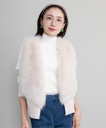 ファー×ニットベスト