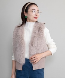 ファー×ニットベスト