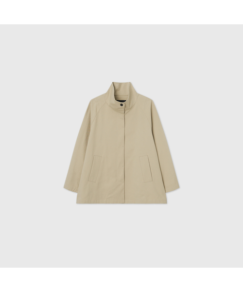 LOOKAST(ルックキャスト)の「ハイネックコットンハーフジャケット_ベージュ / HIGH NECK COTTON HALF JACKET_BEIGE(トレンチコート・レディース・Beige・MEDIUM/SMALL)」の1枚目の写真