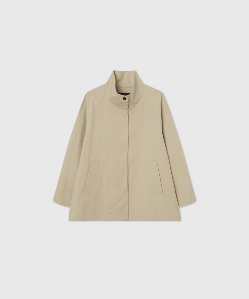 LOOKAST(ルックキャスト)の「ハイネックコットンハーフジャケット_ベージュ / HIGH NECK COTTON HALF JACKET_BEIGE(トレンチコート・レディース・Beige・MEDIUM/SMALL)」の3枚目の写真