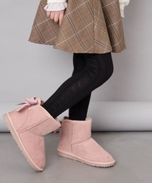 a.v.v（アーヴェヴェ）の「[18-24cm]【毎年人気NO.1/クッションインソール】リボン付きフェイクムートンブーツ（ブーツ）」