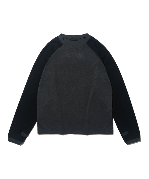 OTHERFITS(アザーフィッツ)の「レイヤードツートンラグランウォーマーTシャツ(チャコール/ブラック)(Tシャツ/カットソー・メンズ・その他・FREE)」の1枚目の写真