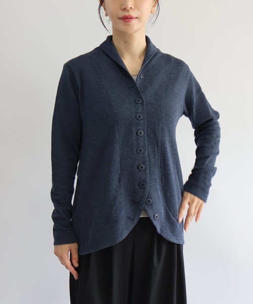 etre relie(エトレリー)の「接結ジャケット(Tシャツ/カットソー・レディース・ライトグレー/ブラック/ダークネイビー/カーキ/ダークベージュ/チャコールグレー・MEDIUM)」の1枚目の写真