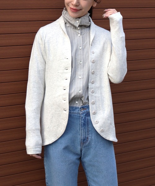 etre relie(エトレリー)の「接結ジャケット(Tシャツ/カットソー・レディース・ライトグレー/ブラック/ダークネイビー/カーキ/ダークベージュ/チャコールグレー・MEDIUM)」の4枚目の写真
