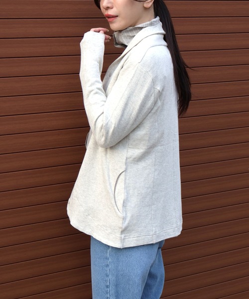 etre relie(エトレリー)の「接結ジャケット(Tシャツ/カットソー・レディース・ライトグレー/ブラック/ダークネイビー/カーキ/ダークベージュ/チャコールグレー・MEDIUM)」の8枚目の写真
