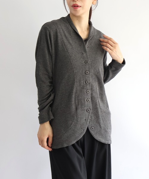 etre relie(エトレリー)の「接結ジャケット(Tシャツ/カットソー・レディース・ライトグレー/ブラック/ダークネイビー/カーキ/ダークベージュ/チャコールグレー・MEDIUM)」の9枚目の写真