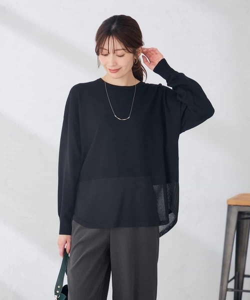 a.v.v(アーヴェヴェ)の「シアー ヘム ニット チュニック(ニット/セーター・レディース・サンドベージュ/ブラック・38/40)」の9枚目の写真