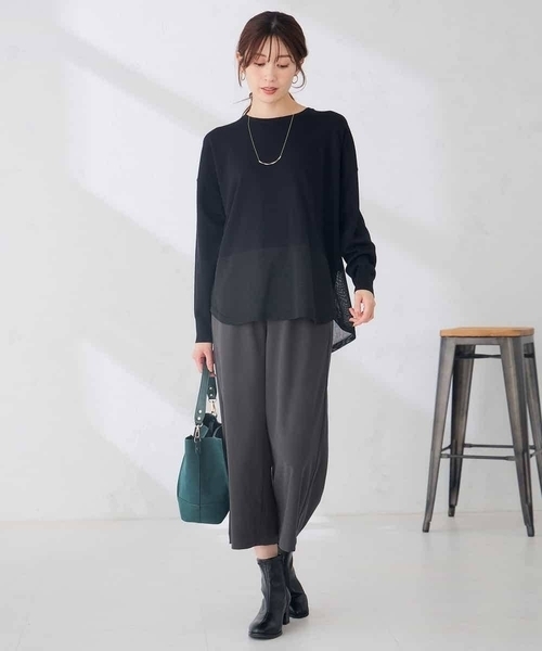 a.v.v(アーヴェヴェ)の「シアー ヘム ニット チュニック(ニット/セーター・レディース・サンドベージュ/ブラック・38/40)」の12枚目の写真