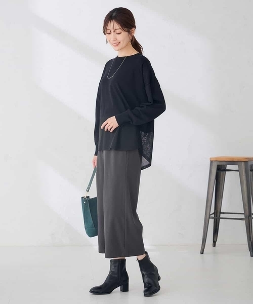 a.v.v(アーヴェヴェ)の「シアー ヘム ニット チュニック(ニット/セーター・レディース・サンドベージュ/ブラック・38/40)」の14枚目の写真