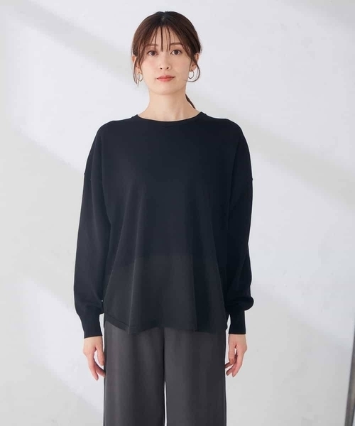 a.v.v(アーヴェヴェ)の「シアー ヘム ニット チュニック(ニット/セーター・レディース・サンドベージュ/ブラック・38/40)」の15枚目の写真