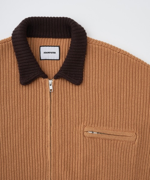 ADAM PATEK（アダムパテック）の「【ADAMPATEK/アダムパテック】 rough knitfabric work jkt ラフニットジャケット（ブルゾン・レディース・グレー/キャメル・1）」の6枚目の写真