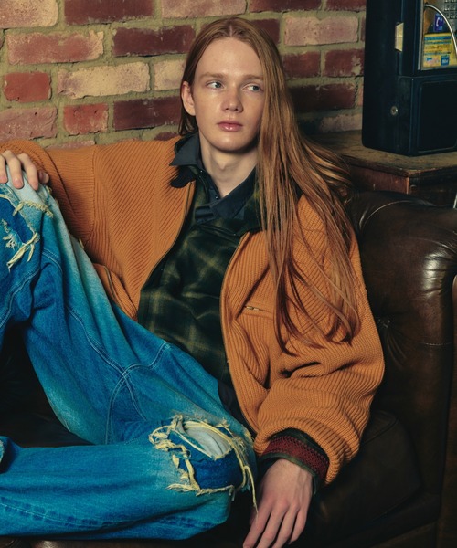 ADAM PATEK（アダムパテック）の「【ADAMPATEK/アダムパテック】 rough knitfabric work jkt ラフニットジャケット（ブルゾン・レディース・グレー/キャメル・1）」の11枚目の写真