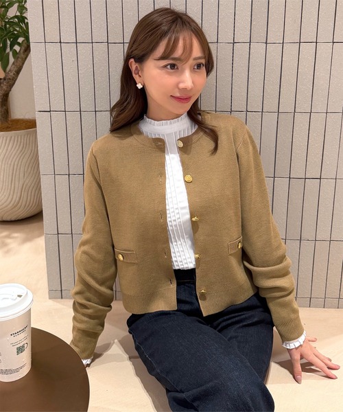 KOBE LETTUCE（コウベレタス）の「[ 岡部あゆみさんコラボ ] 金ボタンニットカーディガン（カーディガン/ボレロ・レディース・ブラック系その他/ブラック/オフホワイト/キャメル/ブラウン系・M）」の5枚目の写真
